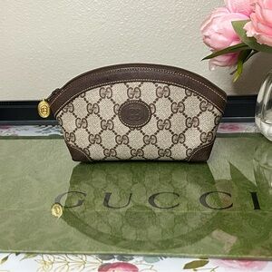 Gucci Tan and Brown Monogram Pouch